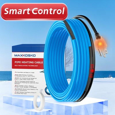 MAXKOSKO 30ft Self-Regulating Heater Tape for Metal And Plastic Home Pipes
