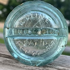 Vintage glass stopper  A. Kline pat'd 1863 for ARS  Kinney canning fruit jar