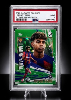 2023 Topps Gold UCC Lamine Yamal Rookie Future Stars Green /75 PSA 9