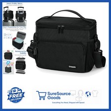 Professional Insulated Cooler Bag for Travel & Work with Trolley Sleeve Black