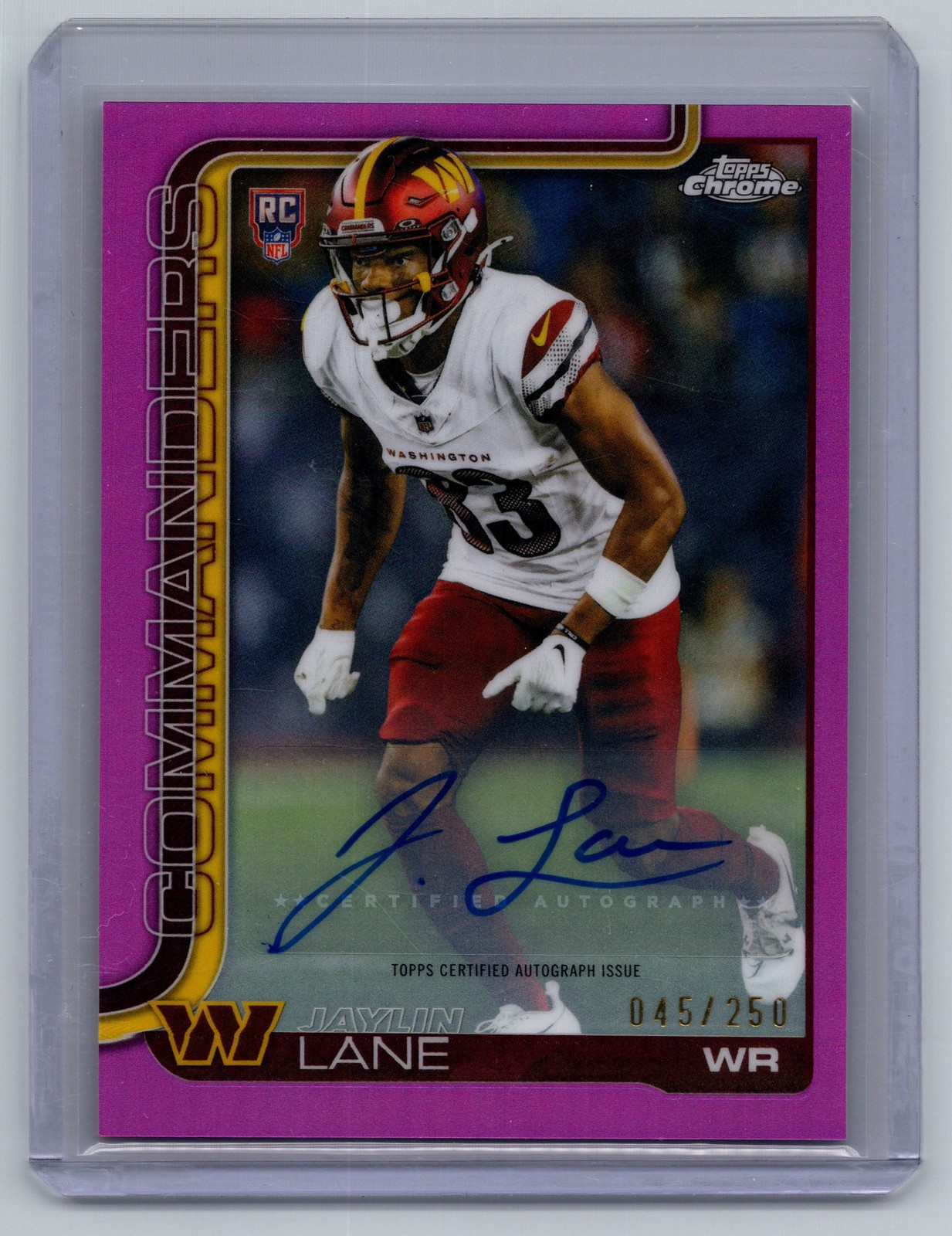 2025 Topps Chrome #RRA-JL Jaylin Lane Rookie Auto Pink Refractor #/250