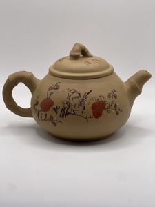 Chinese Yixing Teapot Bamboo Birds Flowers Script Superb Quality Pottery Signed