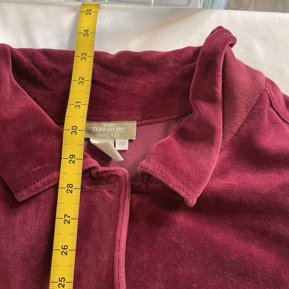 Camisa chaqueta de terciopelo rojo para mujer The Territory Ahead talla 3X capas Lagenlook Foto 3 de 4