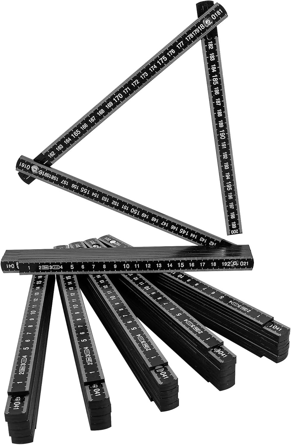 Zollstock 2m Meterstab Gliedermaßstab Mini Kunststoff 10 Glieder Schwarz