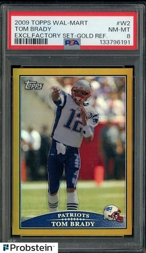 2009 Topps Wal-Mart #W2 Tom Brady Excl Factory set Gold Refractor PSA 8 low pop