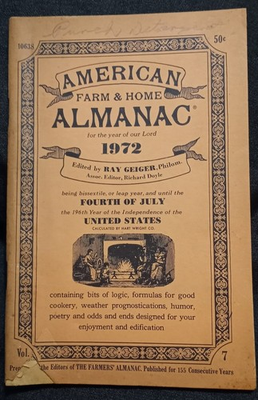 #ad #ad Vintage 1972 American Farm and Home Almanac Ray Geiger 155th Year Issue $5.99