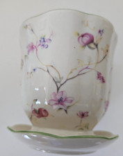 Floral Ceramic Plant Pot w/Attached Saucer 4 ...