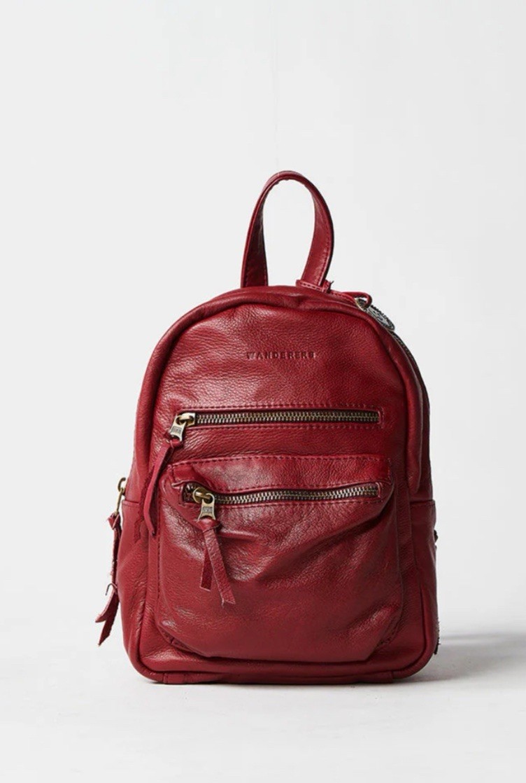 WANDERERS Travel Co Mini Red Pebble Leather Crossbody Bag California