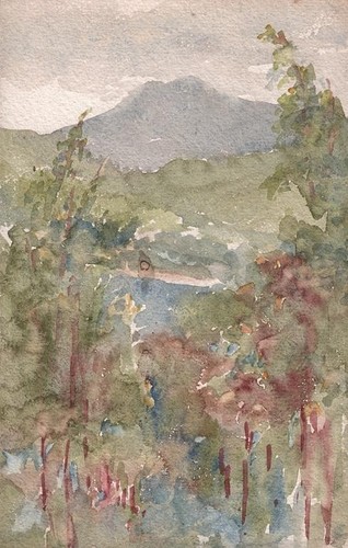 IMPRESSIONIST MOUNTAIN LANDSCAPE Watercolour Painting MARCUS ADAMS c1930