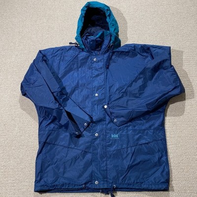 Vintage Helly Hansen Jacke Herren Large Navy Pac A Mac Shell Regen Anorak Festival