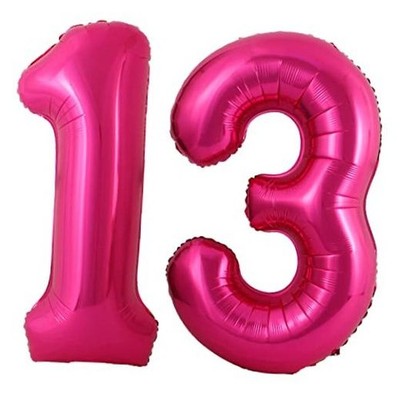 13 Number Balloons Giant Jumbo Huge 13 or 31 Foil 40 Inch Hot Pink Hot Pink 13