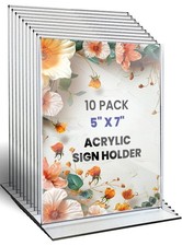 10 Pack Acrylic Sign Holder 5x7 Inch Vertical Clear Frame Double Sided Stand
