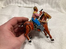 1950s Japan Native American Indian on Horse Tin Wind-Up