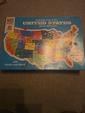 Used 1975 MILTON BRADLEY UNITED STATES / WORLD MAP Learning Puzzle Sealed