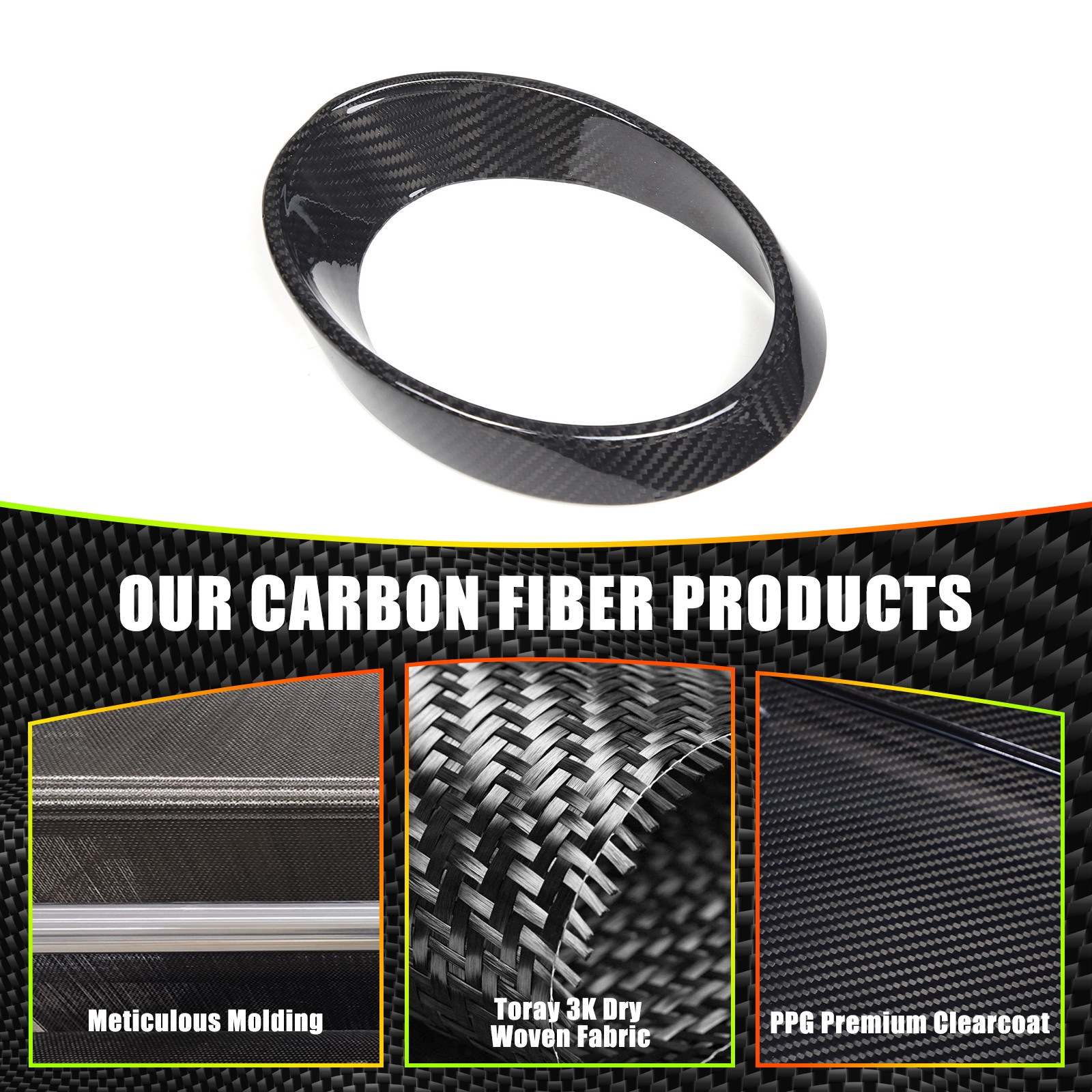 Real carbon Fiber Instrument Cluster Accent Trim Cover Fits 2011-16 Ferrari 458-