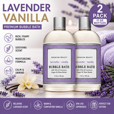 2 Pack Lavender Vanilla Bubble Bath 17 oz Bottles Rich Foaming Relaxing Bath