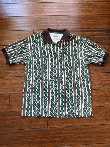 Reebok, Vintage 90s Reebok Golf Polo Shirt Men's S Green Brown Neutral 100% Cotton
