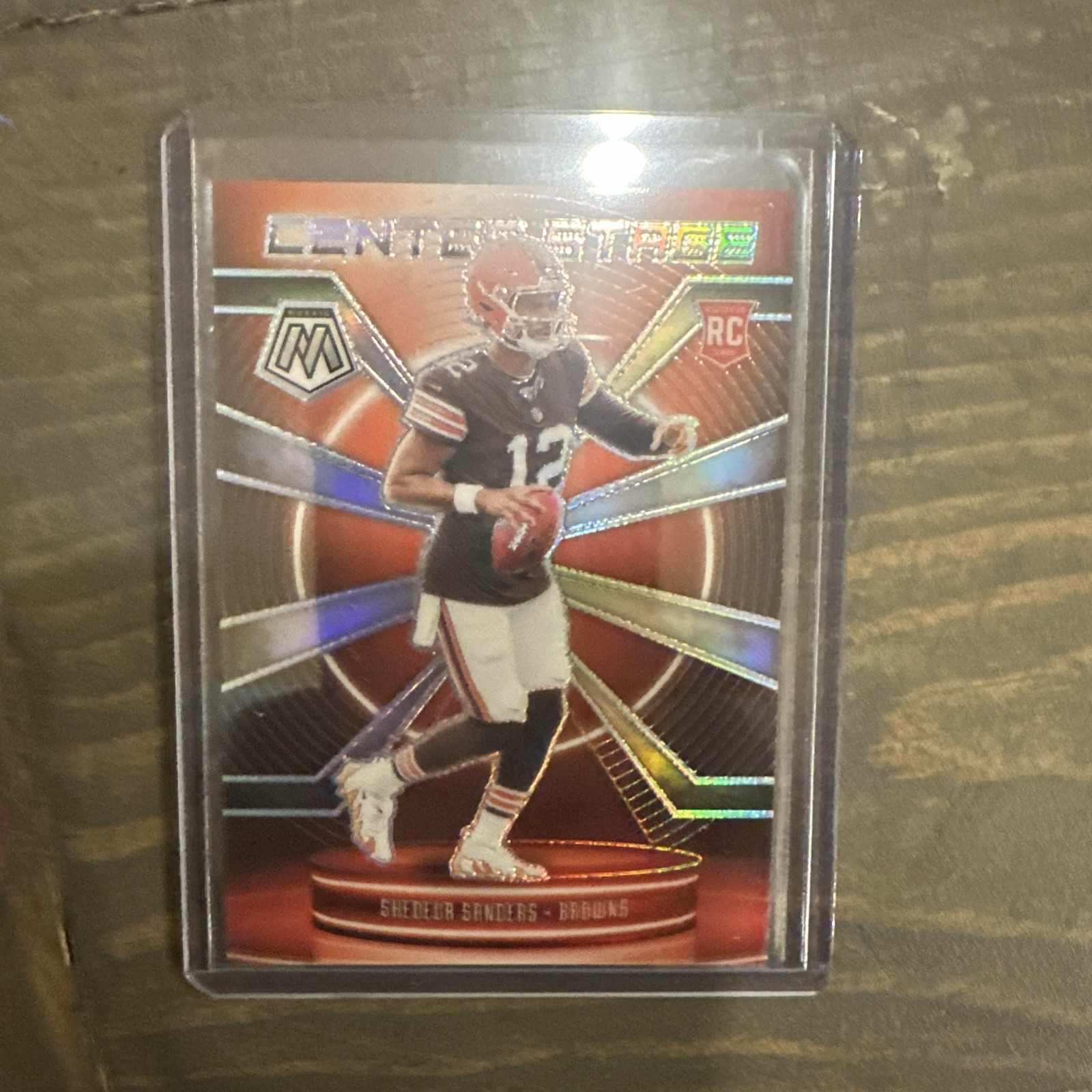 2025 Panini Mosaic Shedeur Sanders Center Stage Silver Prizm Rookie #12 Browns