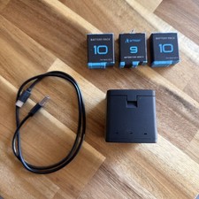 Battery Charger Kit for Gopro Hero 12 11 10 9 Black 3-Pack Triple Hero12 A20 