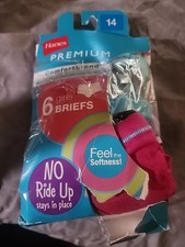 New Hanes Premium Brief 6 Pk Panties Multi Color Girls Size 14/28" Women 4-6 S
