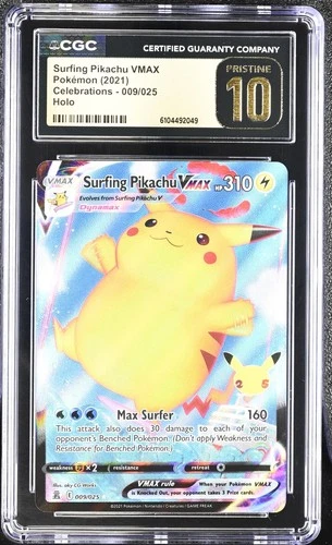 CGC 10 PRISTINE Surfing Pikachu VMAX 009/025 2021 Celebrations Holo