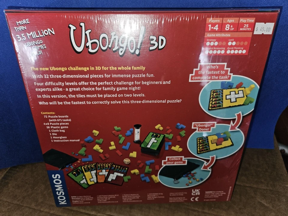 Ubongo! 3D (2009) NEW KOSMOS Puzzle Strategy Board Game Sealed Rare - Image 2 of 2