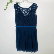 David  s Bridal Blue Marine Cap Sleeve Lace Dress Mother of the Bride