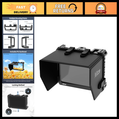 Cage Kit for SmallHD Indie 5 / Cine 5 Monitor with PU Sunhood - Lightweight & Du