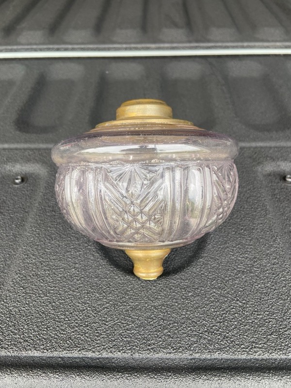 Antique Composite Lamp Font, Pattern Glass Oil Lamp Part