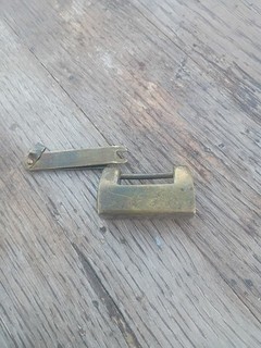 Vintage Chinese Brass Padlock for Cabinet and Trunk Jewelry Box Lock with Patina