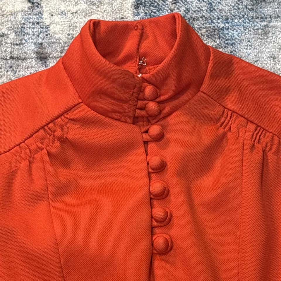 Mini Vestido Vintage Años 60 Honey Juniors Petite Mod Naranja Cuello Alto Talla 10 Pequeño Foto 2 de 4