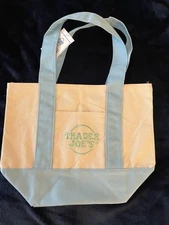 NEW TRADER JOE'S MINI CANVAS TOTE BAG - PASTEL - BLUE - READY TO SHIP!