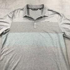 Travis Mathew Polo Shirt Men's Extra Large Gray Striped Stretch Preppy Golf