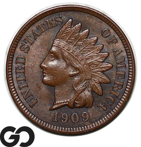 1909 Indian Head Cent Penny, Sharp Near Gem BU++