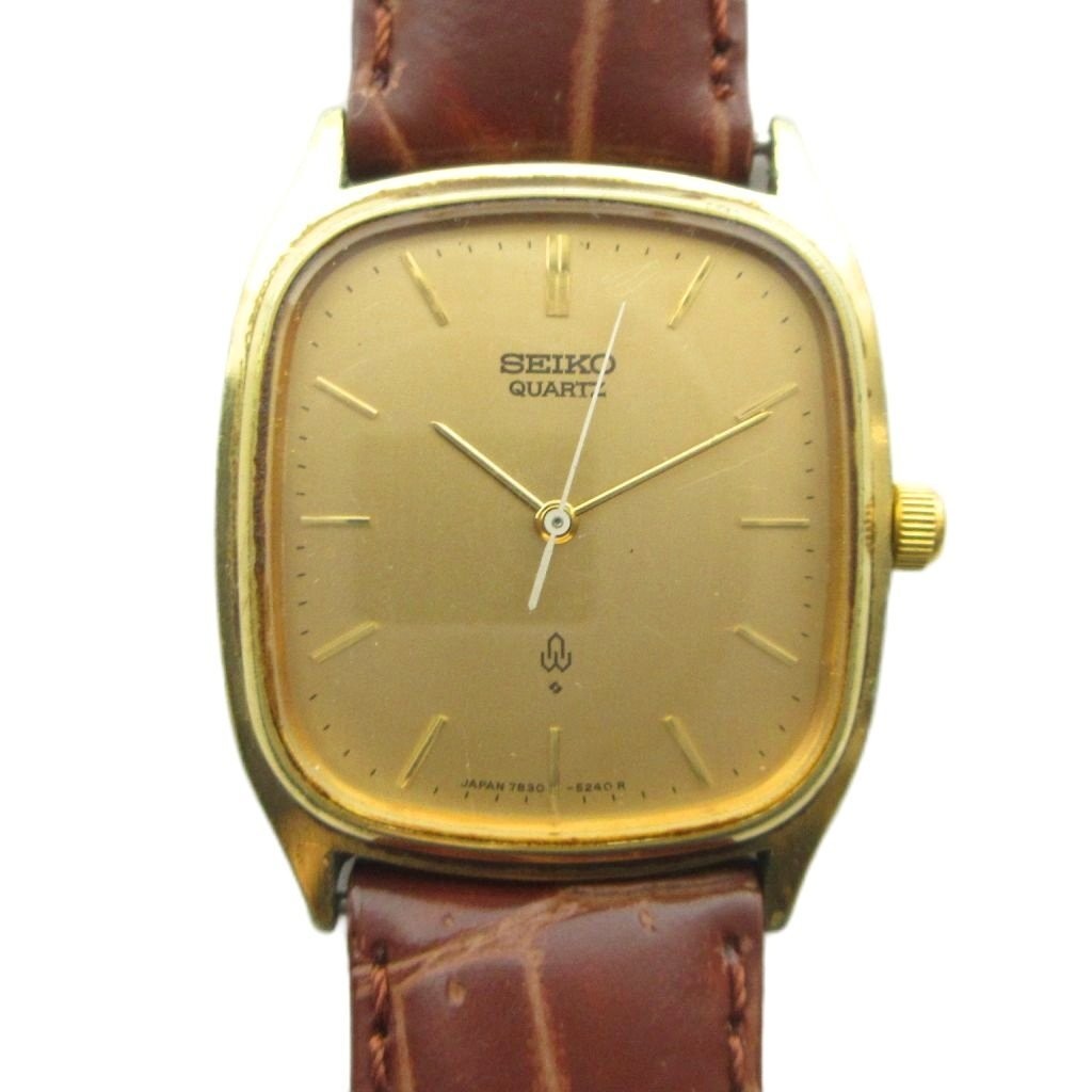 SEIKO 7830 5210 Watch Quartz Watch Leather Belt Logo Gold Color GY18 MQ Men's Fr
