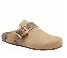 HOT COACH Women's Archival Suede and Signature Jacquard Buckle Hardware Clogs, O