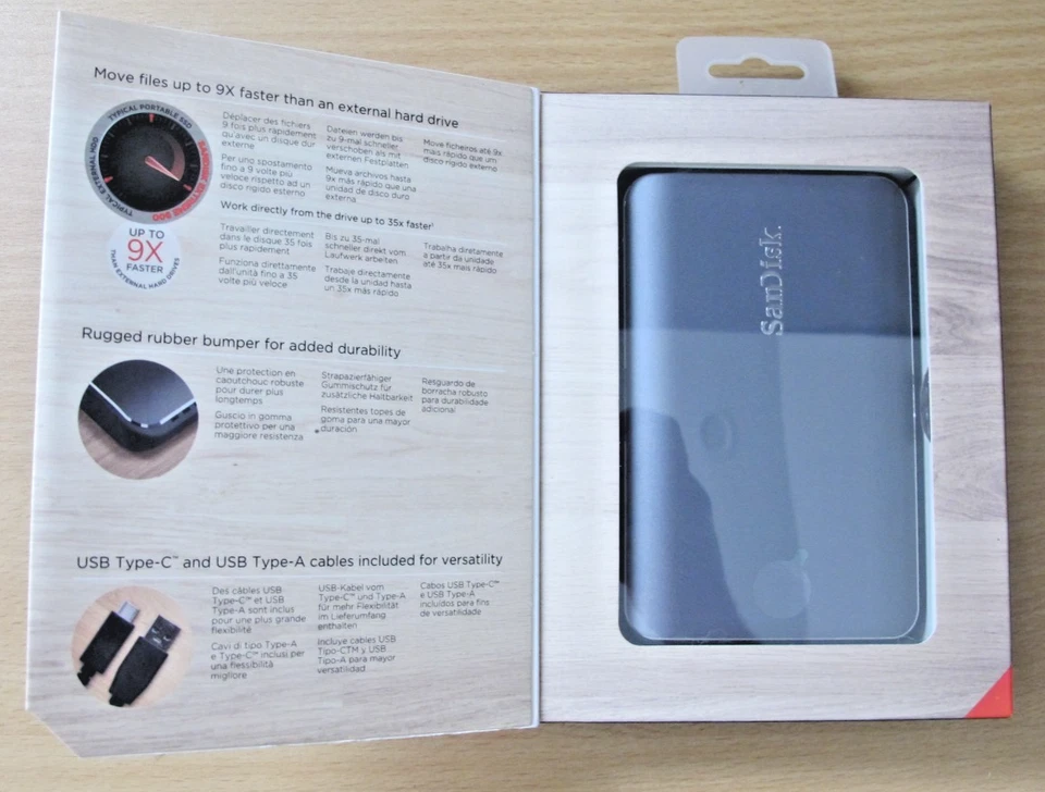 Unidad de estado sólido portátil SanDisk Extreme 900 960 GB externa USB 3.1 Gen 2 Foto 2 de 4