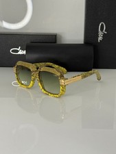 Cazal Legends Sunglasses Snakeskin Green Lenses Oversized Square Textured Frame