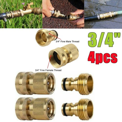 #ad 4 Pcs 3 4 Garden Hose Quick Connect Water Brass Female Male Connector Coupler $10.69