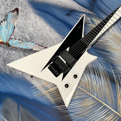 1987 Washbn AceFrehley Style Electric Guitar White Body Black Floyds Free Ship