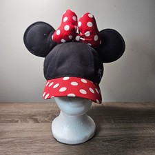 Disney Parks Minnie Mouse Ears Polka Dot Bow Youth Snapback Baseball Hat Black