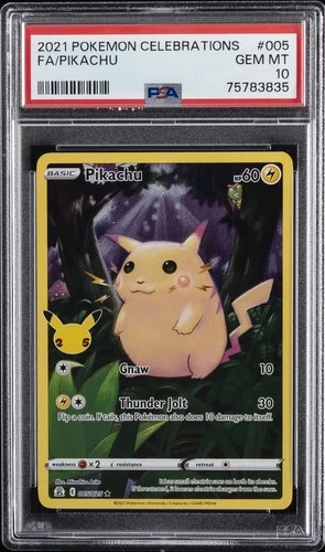2021 POKEMON CELEBRATIONS #005 FULL ART/PIKACHU PSA 10