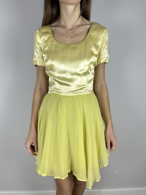 AUTH VINTAGE 90's Dolce&Gabbana chiffon silk dress Size S Yellow Plisse  Mesh | eBay