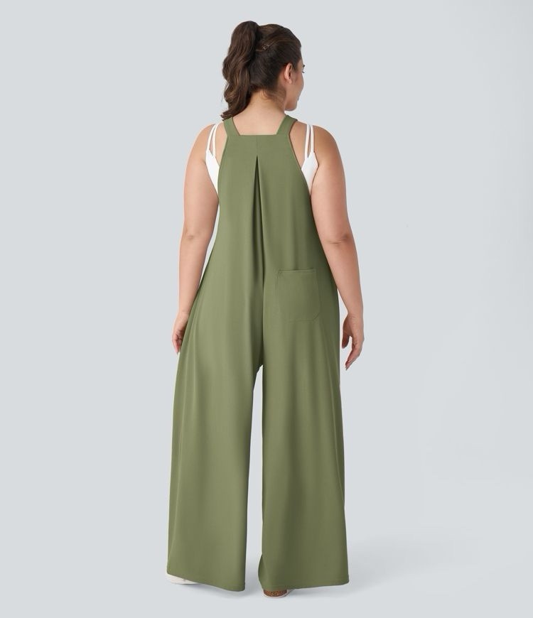 Halara Adjustable Strap Button Overalls Wide Leg … - image 2