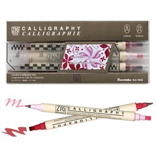 Zig Calligraphy Dual Tip Marker Pens 3 colors set, RosePink, 2mm, 5mm, Double...
