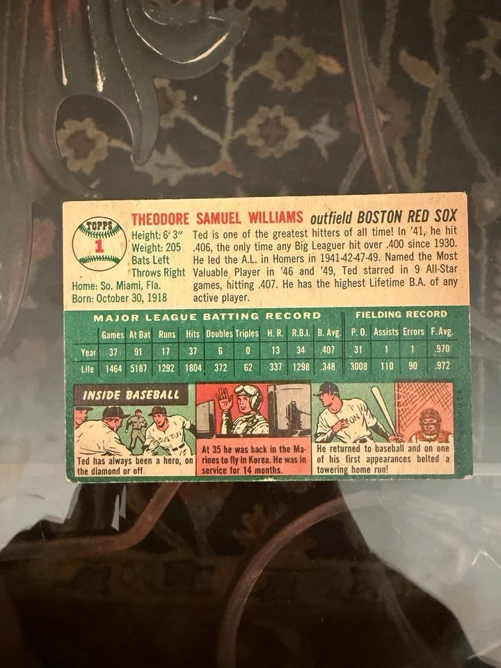 1954 Topps - Ted Williams #1 белая спина - Изображение 2 из 4