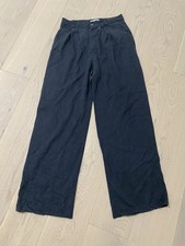 REFORMATION Pleated High Rise Wide Leg Black Trouser Pants Womens Size 10