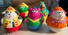VTG 2003 Playskool Weeble Wobbles Lot of 5 Figures Pig, Frog, Dog, Sheep, Hen
