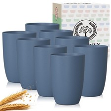 Wheat Straw Cups, 8 PCS Reusable Drinking Cups, 20 oz, Navy Blue, BPA Free, D...