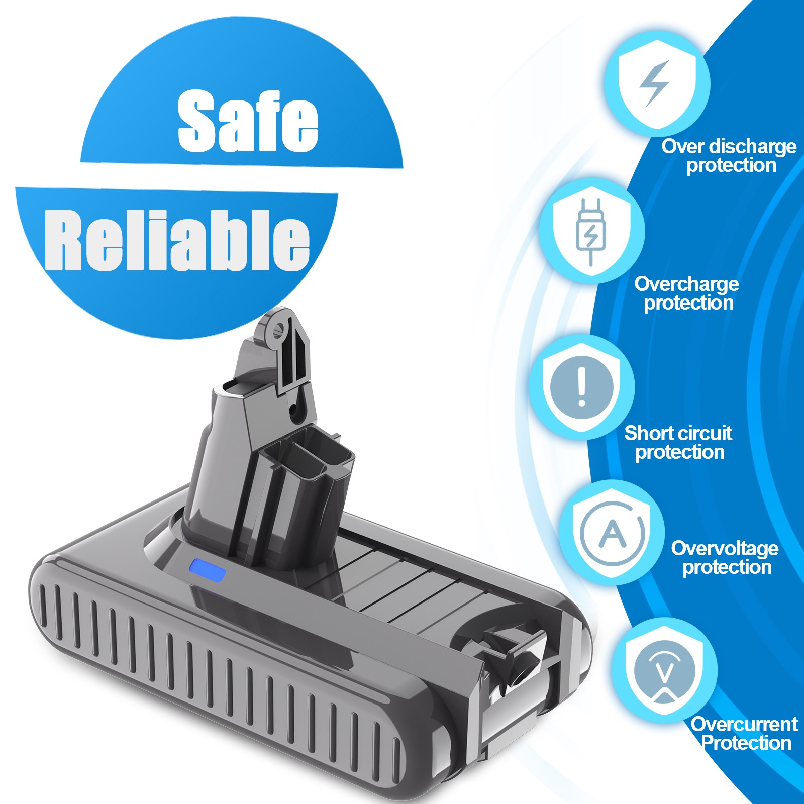 BATTERIA 9500 mAh 21,6 V Li-ion per batteria Dyson V6 DC58 SV03 SV09 DC74 DC62 DC61 SV04 foto 5